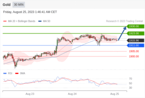 วิเคราะห์ทองคำ forex วันนี้ (25 สิงหาคม 2566)