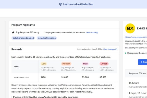 Exness Bug Bounty Exness Bug Bounty